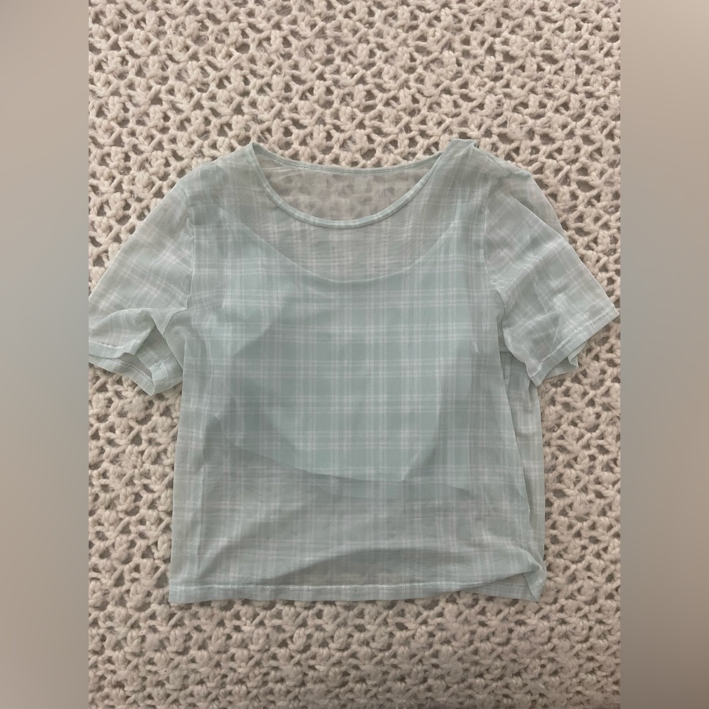 Hollister plaid mesh cropped tee